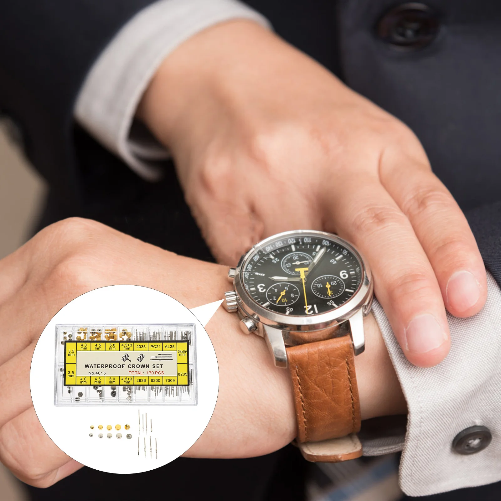 

Watch Crown Repair Parts Box Mixed Gold Silver Colors Durable Replacement Stems Watch Repair Spare Parts Practical Tool Kit