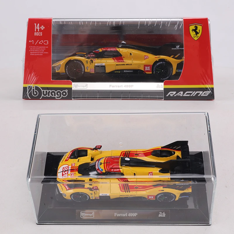 Burago 1:43 Ferrari 499P 24 Hours of Le Mans Car NO.83 Muddy distressed version Alloy Model Car view 6