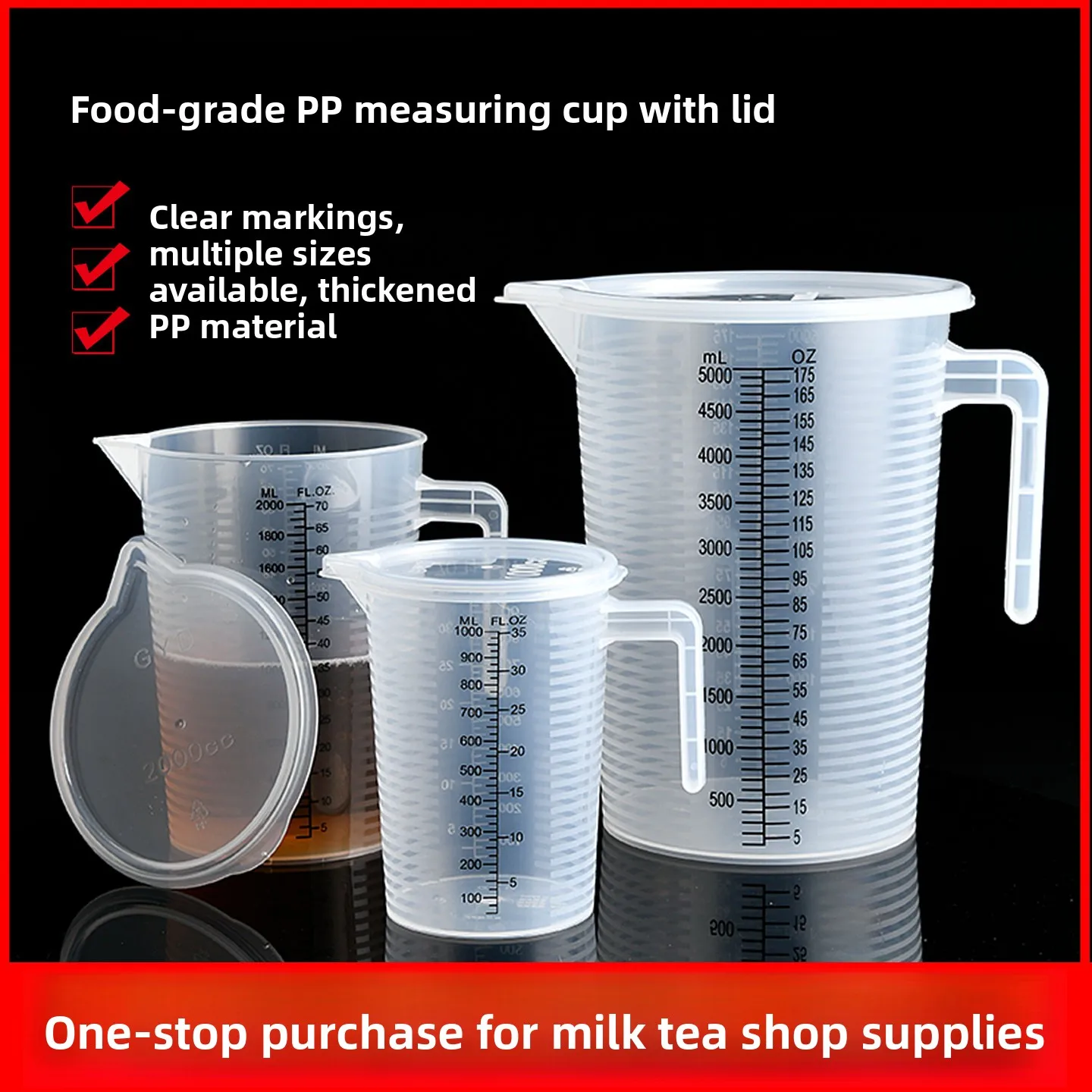 

Food ade Plastic Measuring Cup High Transparency Large Capaci for Kitchen Milk Tea op Commercial Use Baking DIY Tools