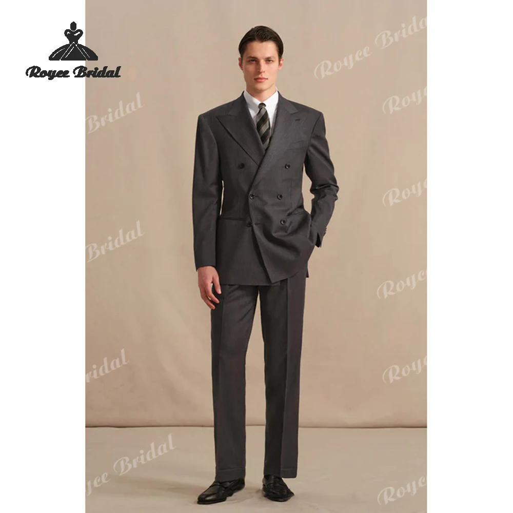 

Two Piece Double Breasted Men's Suit Wedding 2026 Peak Lapel Formal Evening Suit Customized trajes para hombre