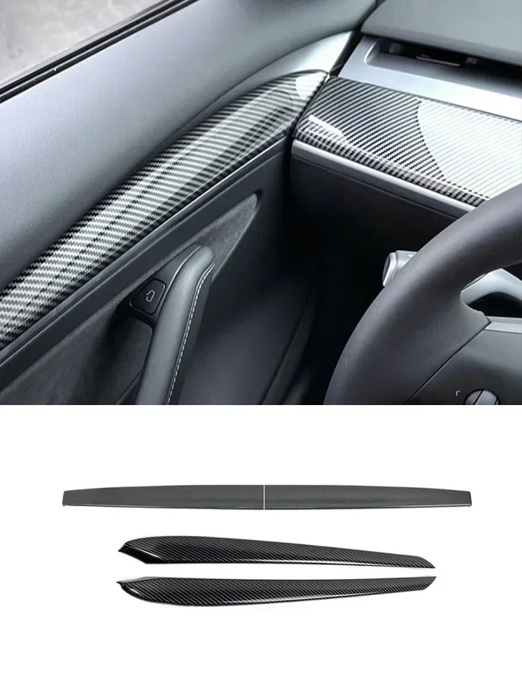 Dashboard Trim Strip voor Tesla Model 3 Y Center Console Panel Sticker Cover Carbon Fiber ABS Modely Auto Accessoires 2017-2023 - afbeelding 2