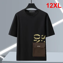 10XL 12XL Plus Size T-shirts Men Summer Short Sleeve Shirts Fashion Pocket Patchwork Design Tshirt Summer Tops Tees Male