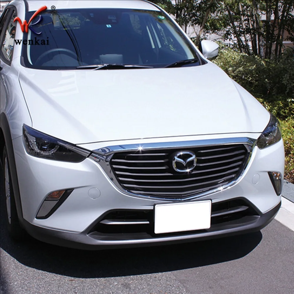 KOUVI Accessories For Mazda CX-3 CX3 2015 2016 2017 2018 19 ABS Chrome Front Grille Hood Trim car styling