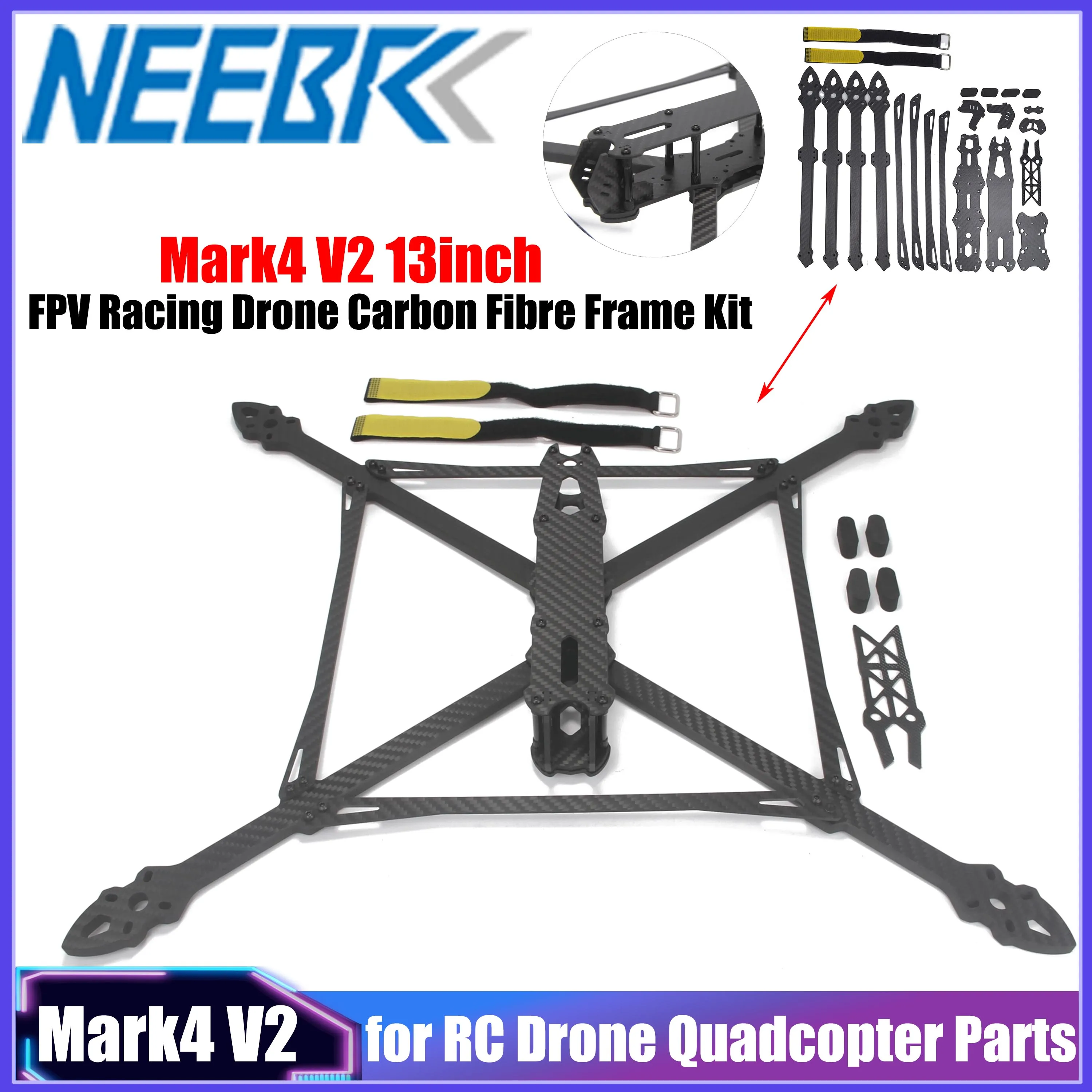 

Mark4 V2 13-дюймовый 540-миллиметровый гоночный дрон FPV с рамой из углеродного волокна с 8-миллиметровым рычагом для радиоуправляемого самолета Freestyle Quadcopter Traverser DIY Запчасти