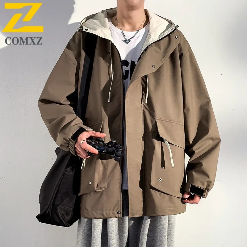 

COMXZ 2025 мужская и женская куртка осень-зима водонепроницаемая свободная посадка повседневное модное пальто модная верхняя одежда уличный стиль