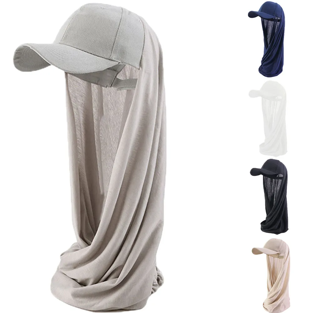 Musilm Women Hijab With Base Ball Cap Summer Sports Caps with Jeresy Cotton Hijabs Ready To Wear Instant Bonnet Headband Shawls