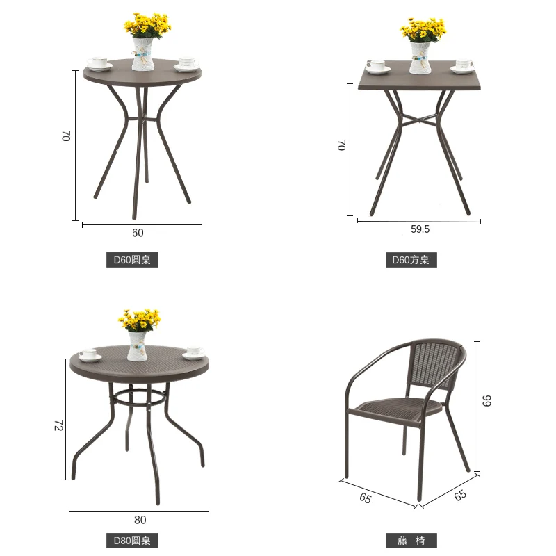 Plastic table and chair set Garden outdoor leisure table and chair outdoor backrest chair