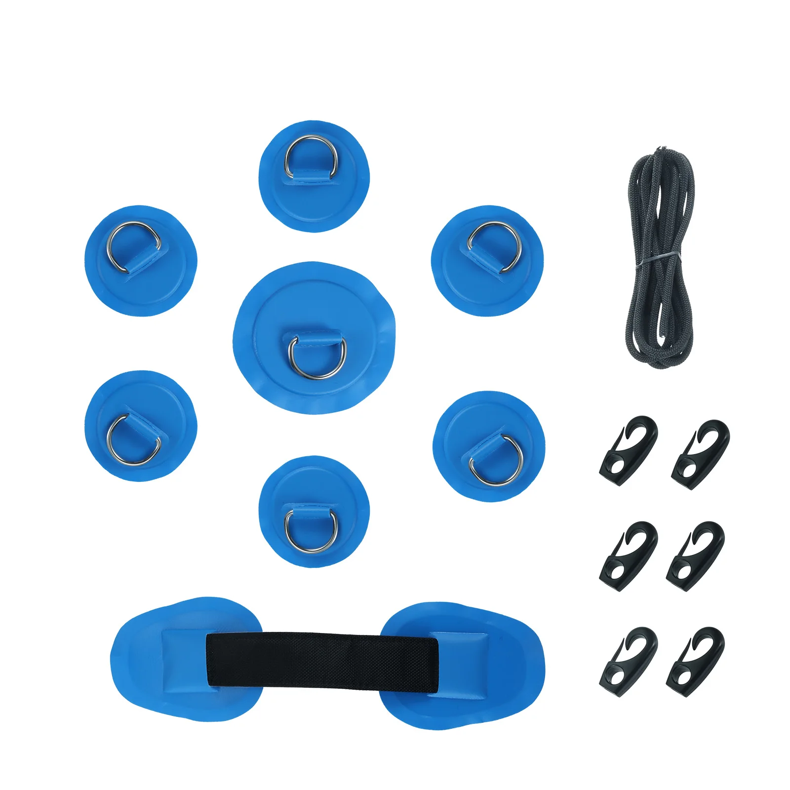 

14Pcs D-Ring Patch Kayak D Ring Pad & Elastic Bungee Shock Cord with Hooks Bungee Deck Rigging Kit for Inflatable Boat Sup Canoe