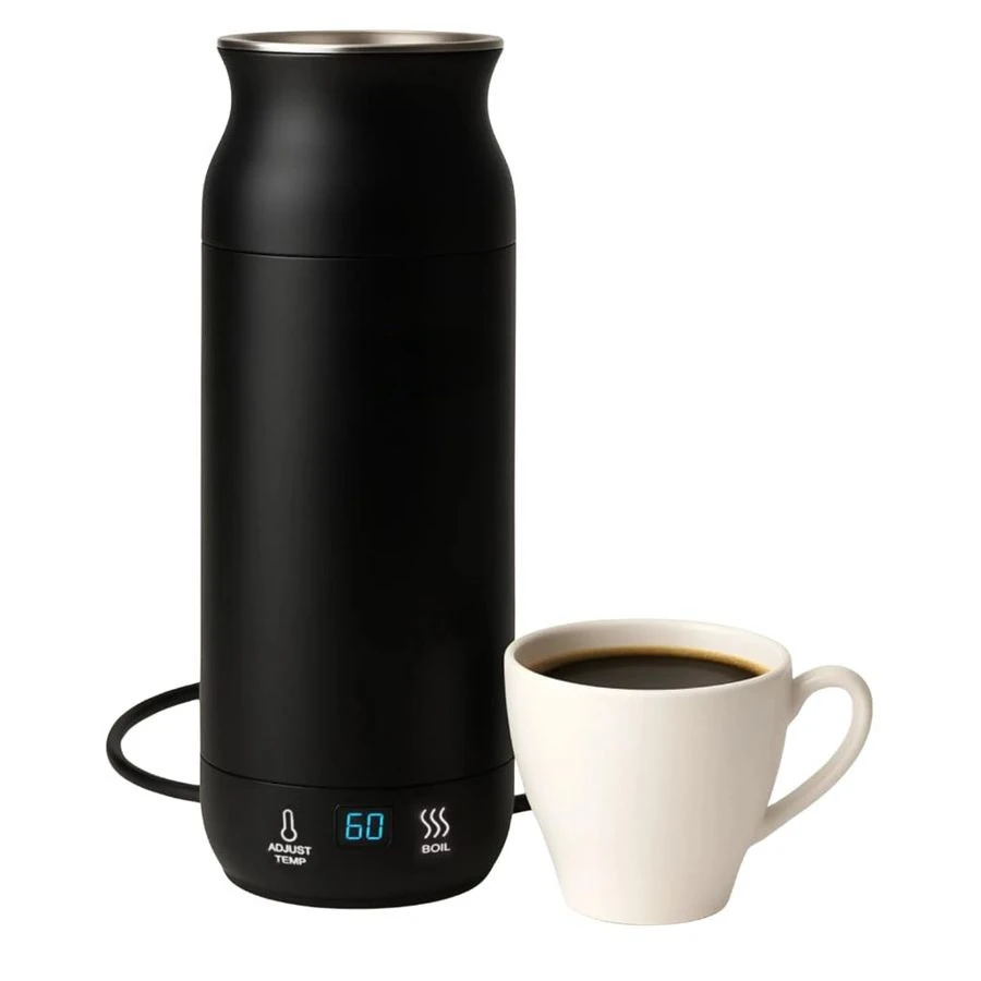 

Портативный дорожный чайник-нагреватель для кофе, чая, молока, супа, из нержавеющей стали, с контролем температуры и LED-дисплеем