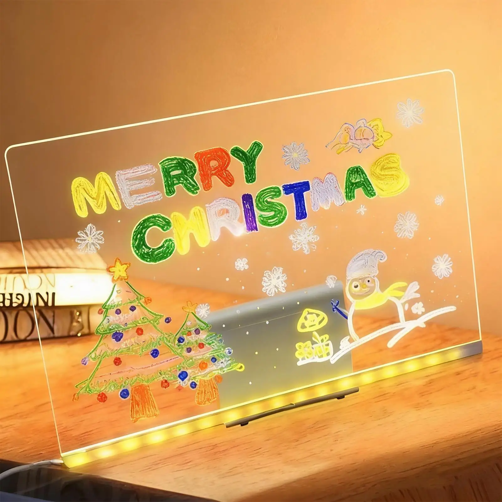 LED-tekentafel voor kinderen Droog wissen Verstelbare standaard Schilderspeelgoed met 7-kleuren Pen LED-licht-up tekentafel voor nachtelijk donker