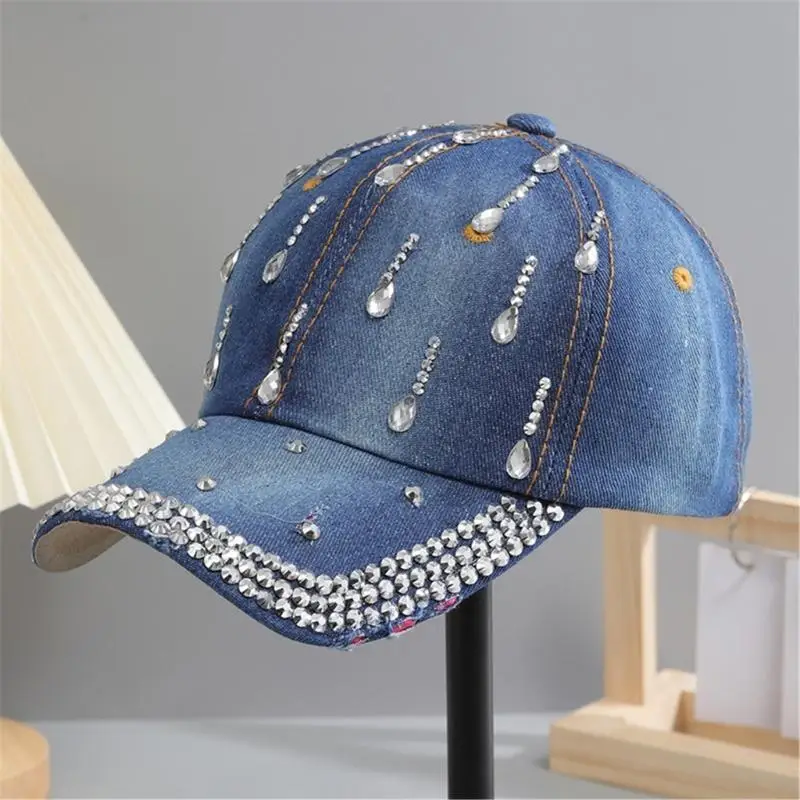 

L5YA Studded Rhinestones Baseball Hat for Girls Boys Breathable Sports Hat For Outdoor Activities Fashion Photo Props