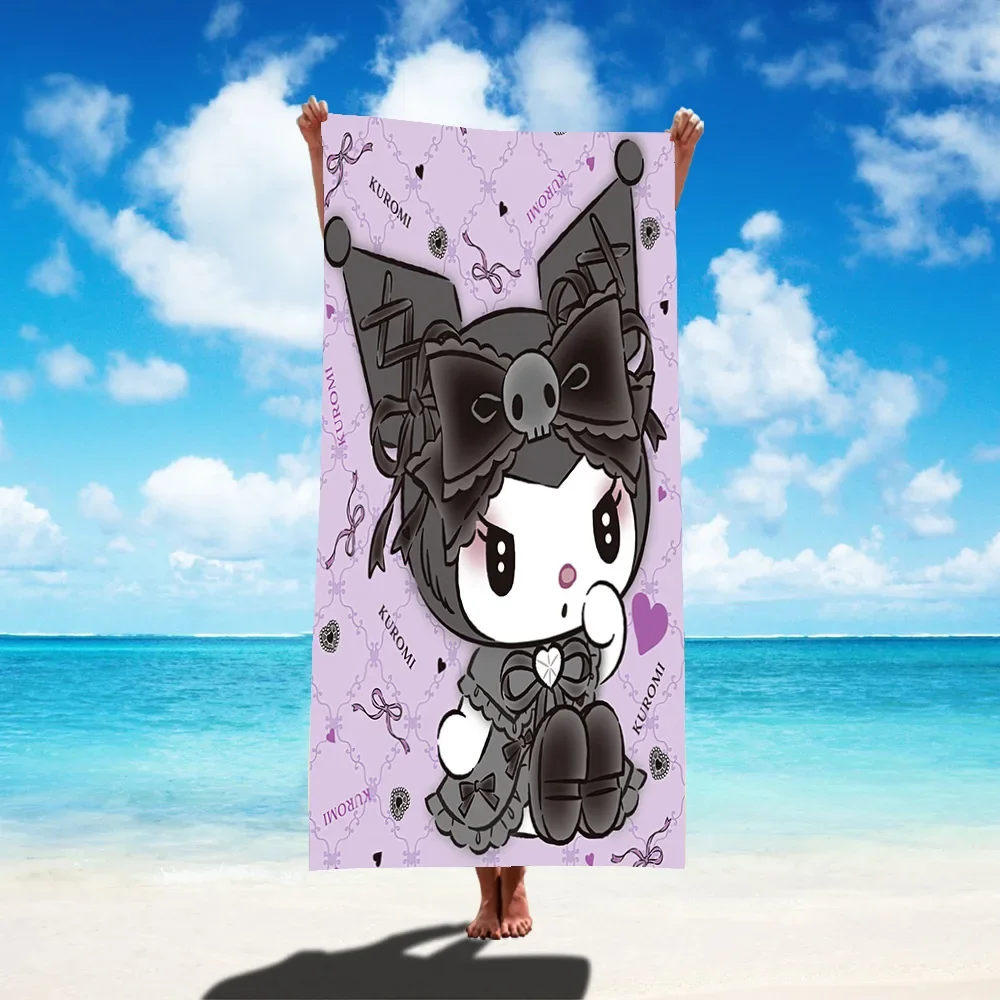 Anime Kawaii Kuromi Cute BathTowel Polyester Swimming Towel BeachTowel Absorbent Towel KT Cat Microfiber Cartoon Bath Towel