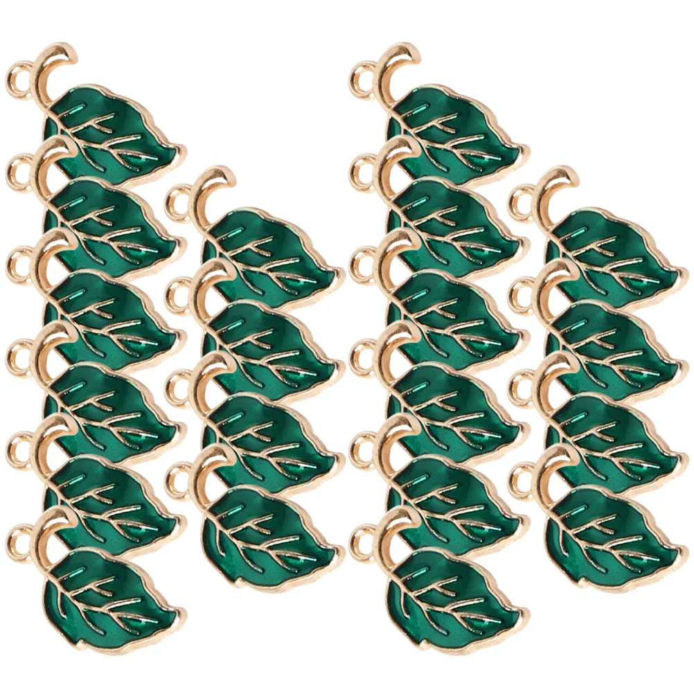 

20 Pcs Green Leaves Small Leaf Pendant Plant Accessories Charm Necklace Alloy Bracelet