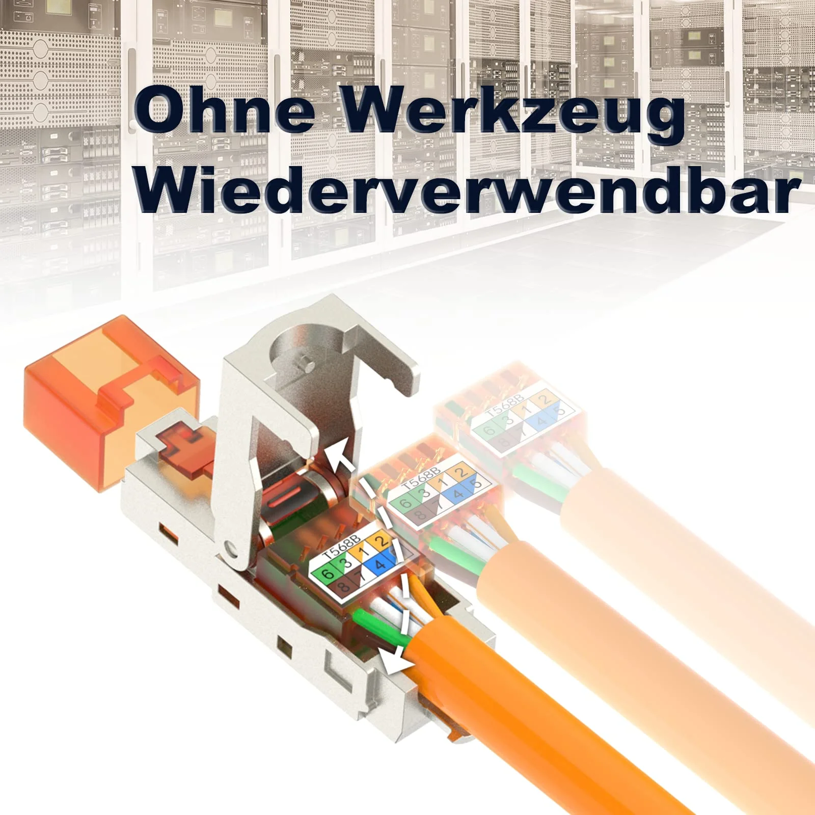 ZoeRax RJ45-Steckverbinder Cat6A CAT7 CAT8 Werkzeugfreier Abgeschirmter RJ45-Abschlussstecker, Zinklegierung Metallgehäuse – Detail 2