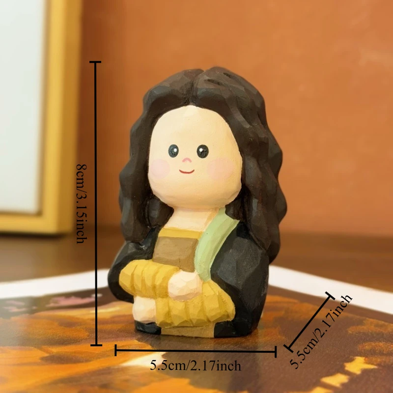 Handmade Wooden Q Version World Famous Paintings Figurine Room Desk Ornament Lovely Birthday Gift Home Decoration Cute Art Craft