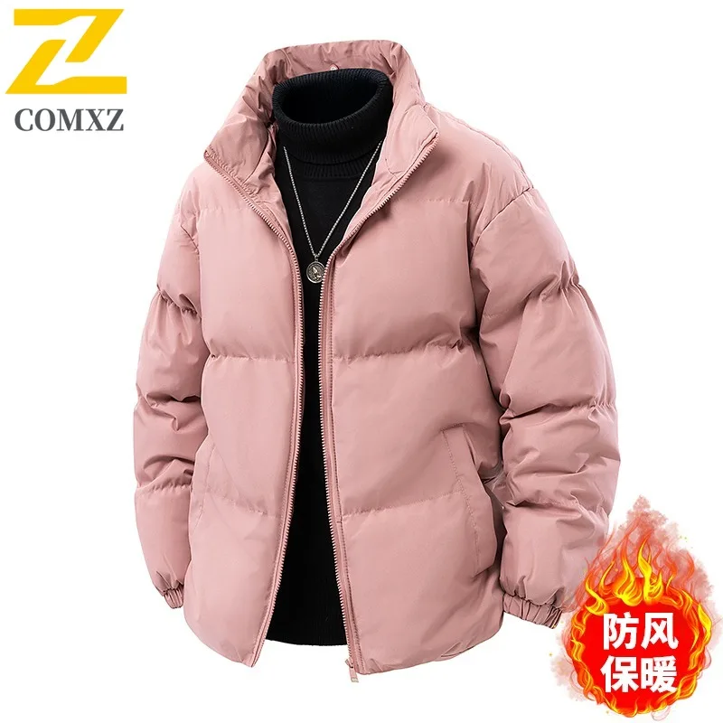 COMXZ 2025 Mens Bread Jacket Stand Collar Outdoor Camping Cold Protection Coat Leisure Daily Style Windproof Autumn Winter Wear