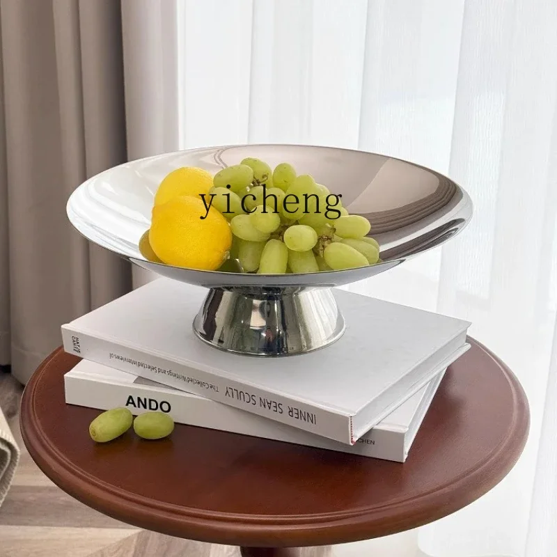 L7-15 Nordic light luxury stainless steel fruit plate living room coffee table snack nut plate decoration