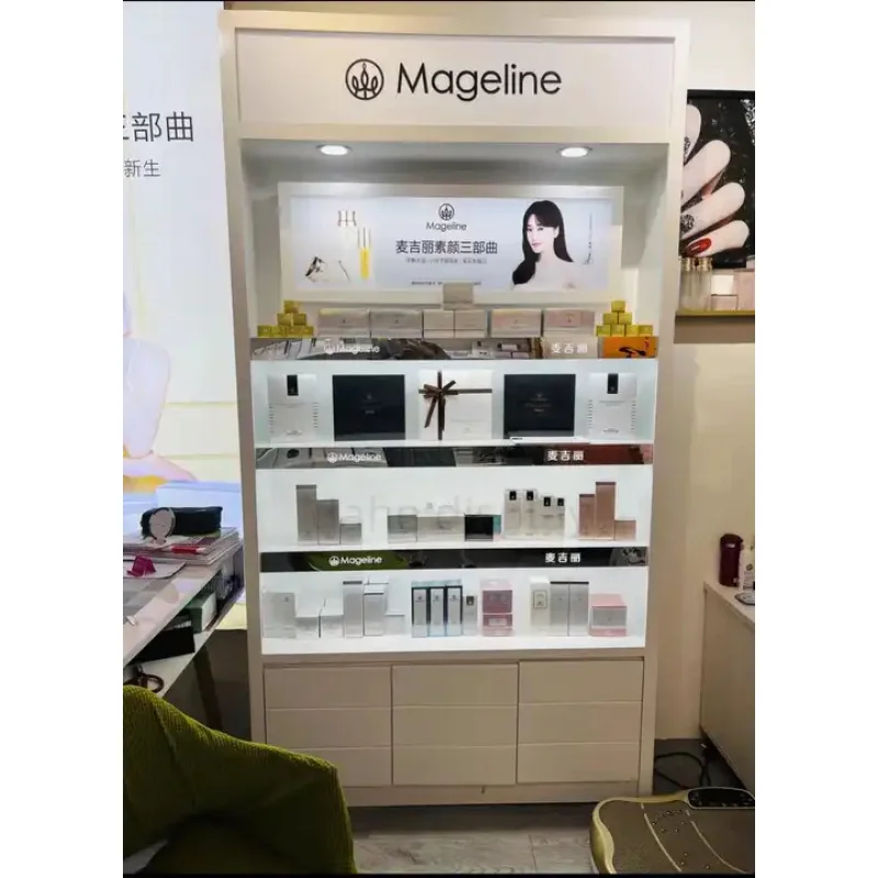 custom.Cosmetic Store Decoration Design Simple Modern Style Skin Care Display Cabinet Perfume Cosmetic Shop Showcase