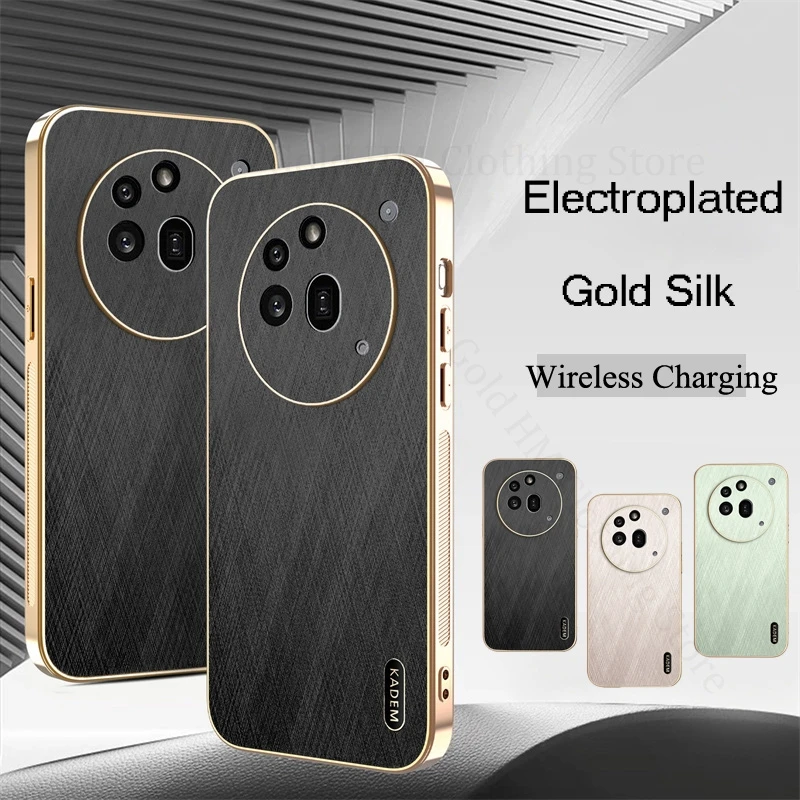 

Gold Silk Plating Leather Phone Case For Nothing Phone 3A Pro Wireless For Magsafe Electroplated Cover Nothing Phone 3a Pro Capa