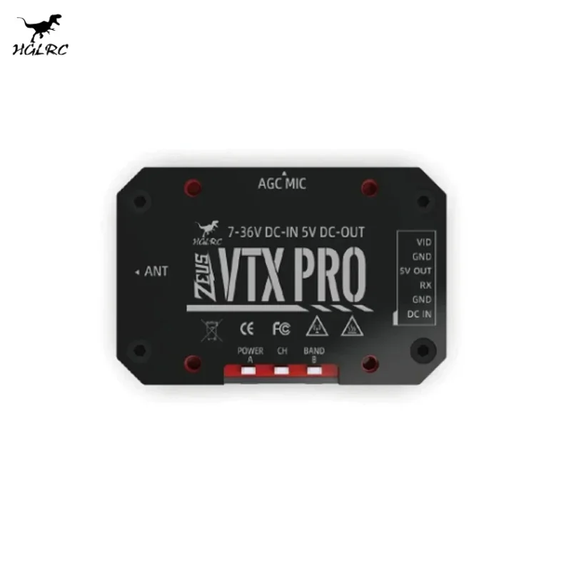 HGLRC Zeus VTX PRO,5.8G 40CH 1.6W VTX,Adjustable PIT/25/400/800/1600mW,Built-in Mic for FPV Racing Parts