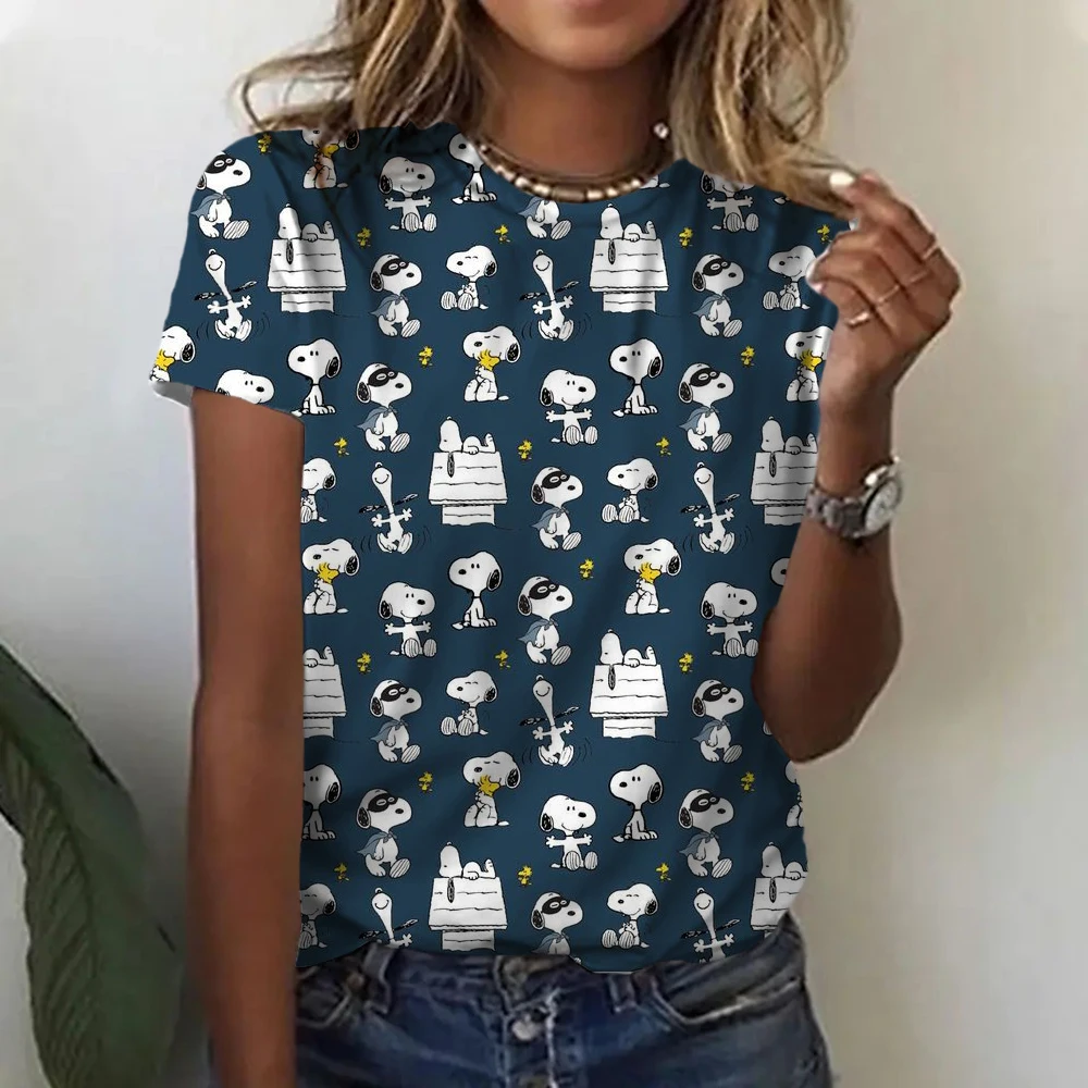 Snoopy T-Shirt Women Snoopy Print Cartoon Harajuku Feamle T shirts Casual Tops Short Sleeves Tees Women Clothing Y2K