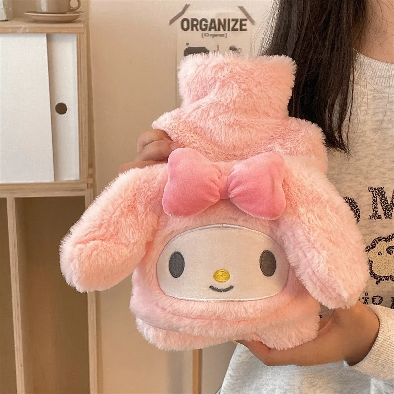 New Arrival Sanrio Plush Hot Water Bottle Hello Kitty Kuromi Cinnamoroll Melody Reusable Hot Water Bottle Bag Girls Gifts 1000ml