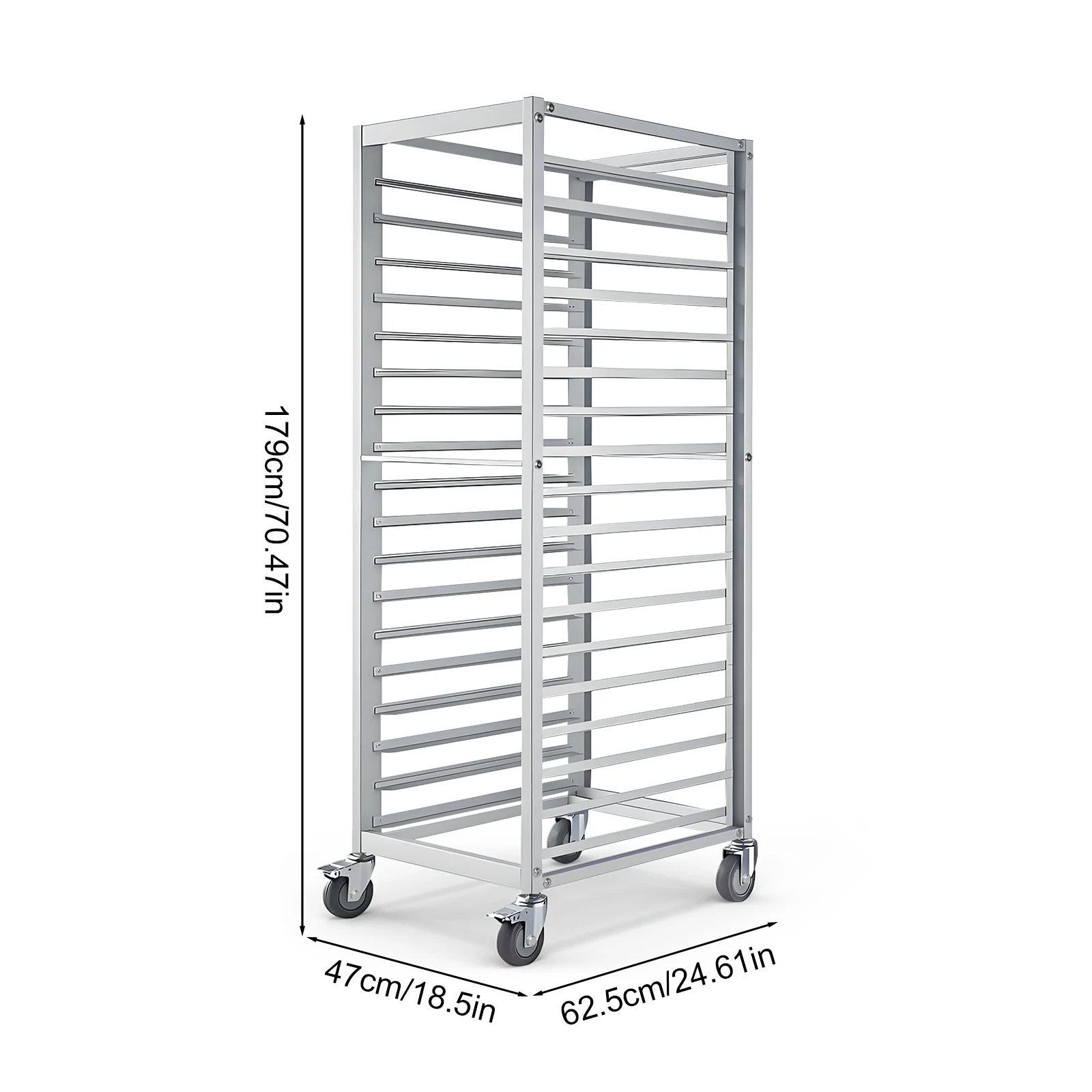 18 Tier Aluminum Home Commercial Kitchen Bakery Cooling Rack with Wheels Rolling Bakers Rack for Restaurant Cafeteria Pizzeria