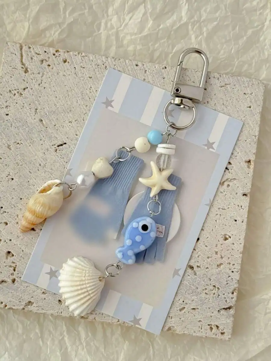 

1pc Unisex New Handmade Ocean Style Starfish, Small Fish, Phone Lanyard, Camera Strap, Keychain Pendant Gifts For Mother, Father