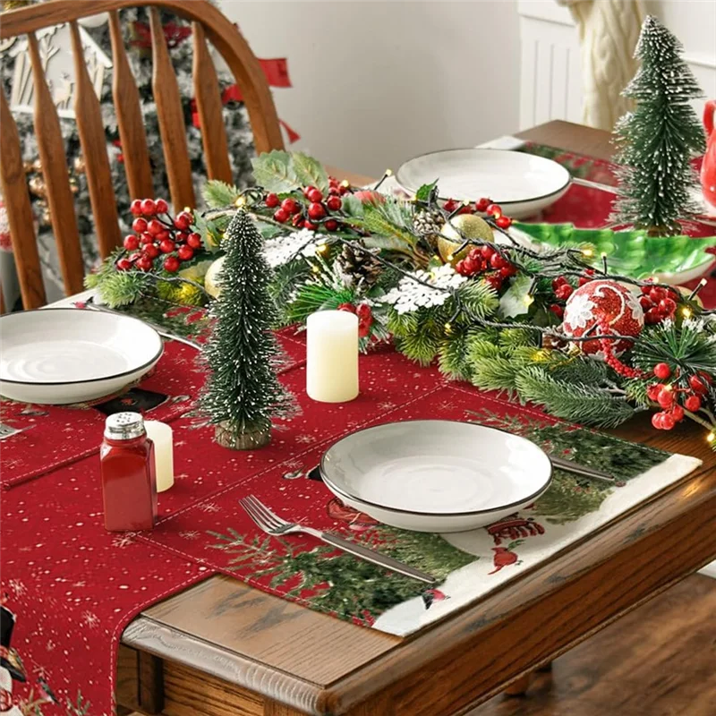 AB45 Christmas Placemats Set 12X18 Inch Seasonal Christmas Holiday Table Mats Washable Table Mats Set Of 6