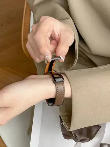 Leather Strap For Huawei Band 10/9/8 Magnetic Watchband Replacement Wriststrap Sport Loop Bracelet For Huawei Smartband 9 8 10