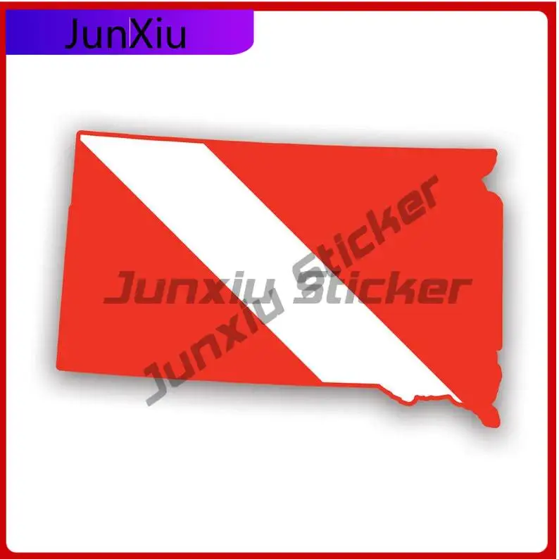 

South Dakota State Shaped Diver Down Flag Sticker Uv Protected Scuba Flag Diving Dive Sd Car Sticker Vinyl Decal Waterproof