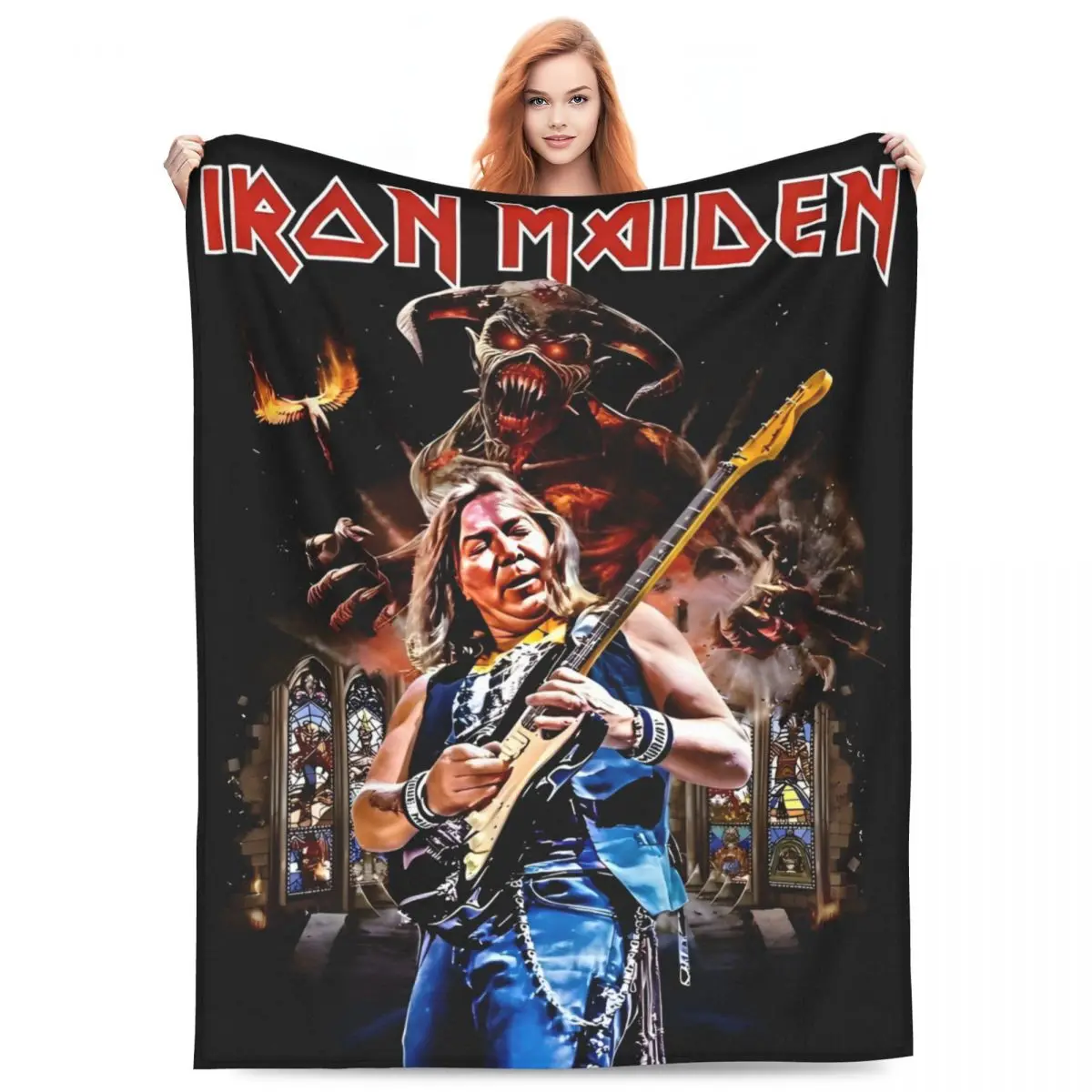 Iron Heavy Metal Maidens Blanket Fleece Decoration Multi-function Ultra-Soft Throw Blankets for Bed Travel Rug Piece