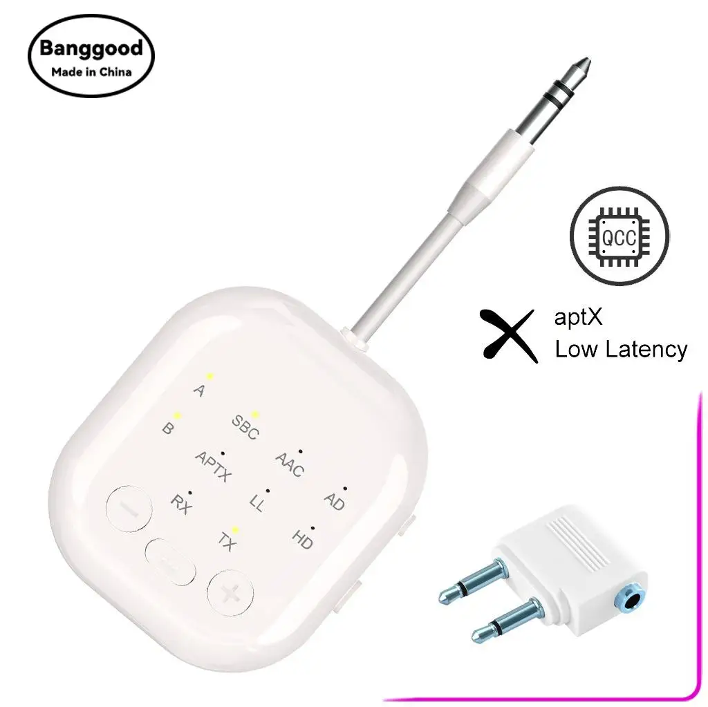 

A19 New Aptx Bluetooth Transmitter Receiver Adapter One To Two Low Latency Aircraft Fitness