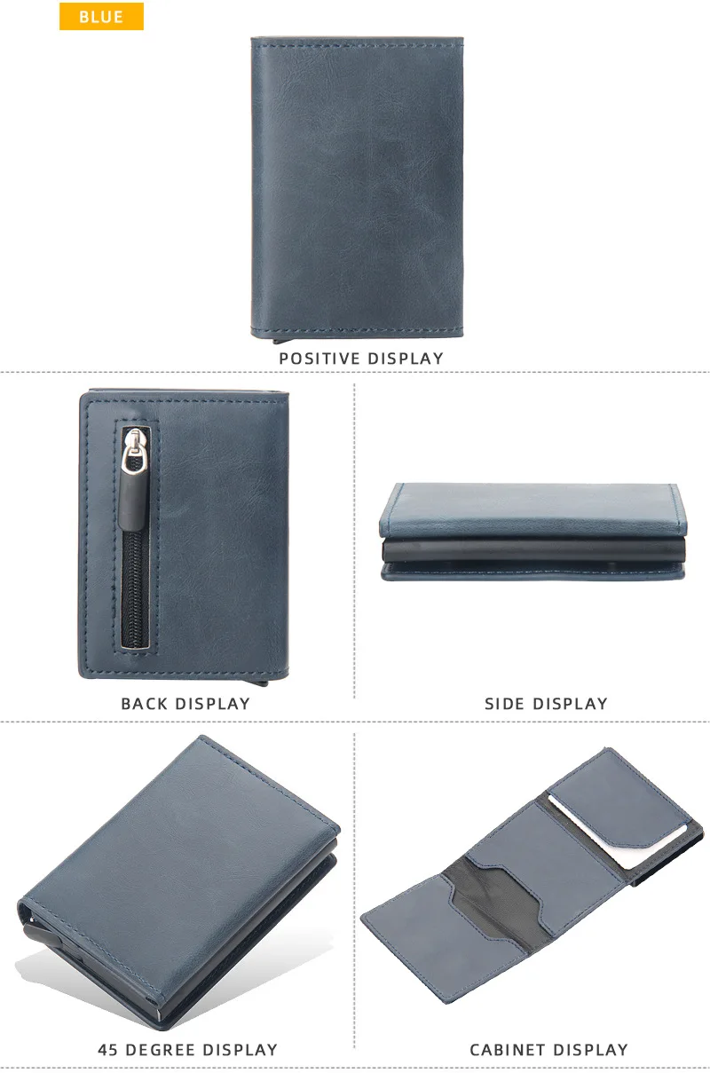 Pop Up Credit Card Holder Wallets Men Slim Rfid Blocking CardHolder Card Money Bag Coin Pocket PU Leather Short Wallets for Men