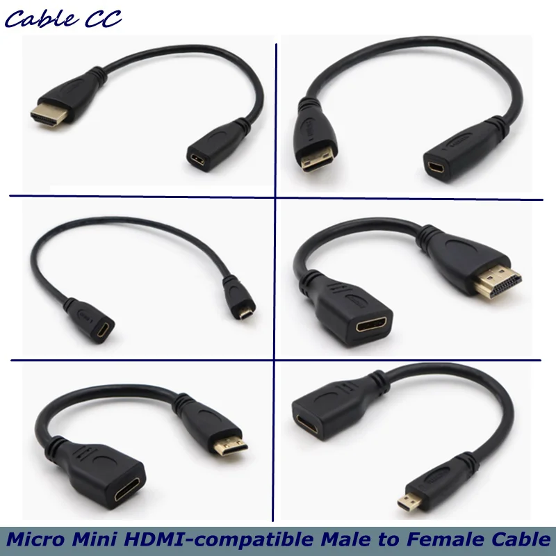 0,2 м Micro Mini HDMI — совместимая камера «папа/гнездо» на A/C/D «папа/гнездо», планшетный компьютер, HD-кабель для подключения ТВ-видео
