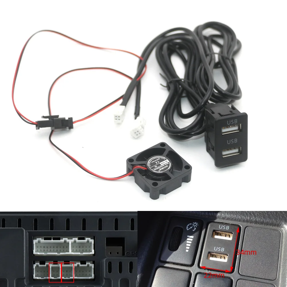 Aramox Pannello Universale Per Presa AUX 3,5 Mm E USB Da Cruscotto - Prolunga Auto Con Cavo 103 Cm - 3