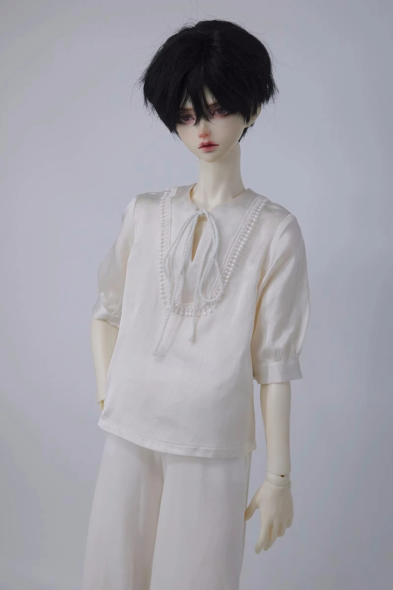 1/3 1/4 Uncle size BJD Doll abbigliamento String colletto aperto camicia a maniche medie 2 colori in accessori per bambole