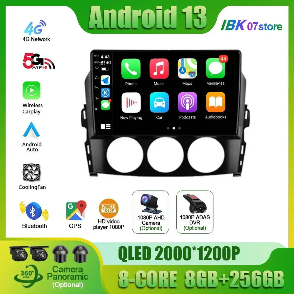 

For Mazda MX-5 III 3 NC 2008-2015 Car Radio Multimedia Wireless Carplay Stereo Screen Navigation 4G GPS Android Head Unit 2DIN