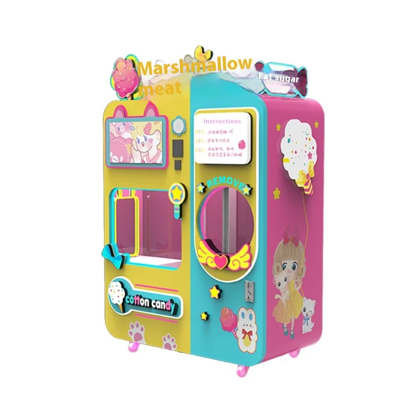 Happy Easy Intelligent Large Automatic Cotton Candy Vending Robot Commercial Coin Operated Games Stall Vending Machine