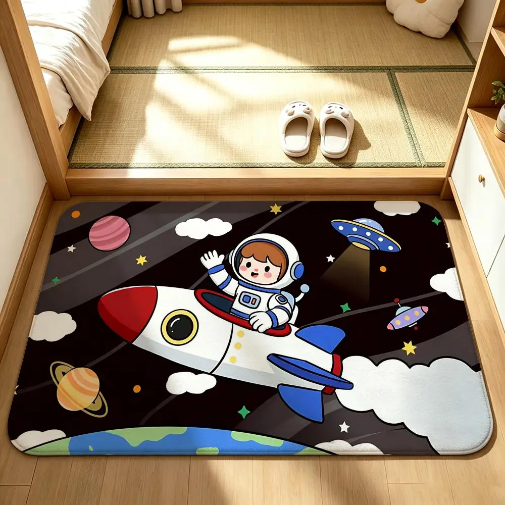 Art-Chubby AstronautS Floor Mat Bedroom Carpet, Bathroom Foot Mat, Doormat, Non-Slip Absorbent Multi-Use