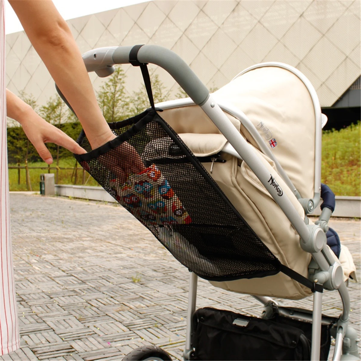 Handy Baby Stroller Trolley Mesh Net Bag Big Capacity Pocket Bottle Diaper Holder Storage Organizer Carrier