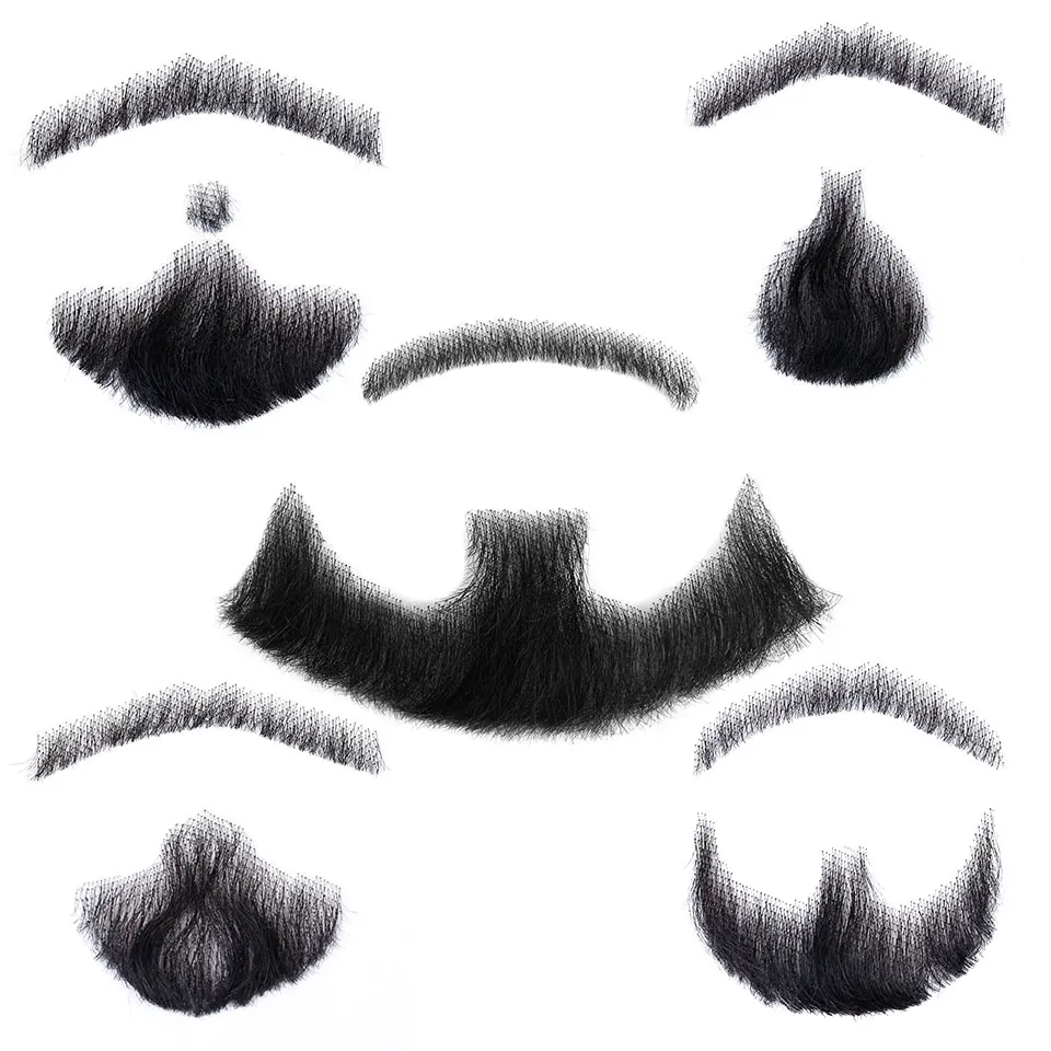 Fake Beard Hand Made 100 Percent Real Hair Swiss Lace Fake Beard Realistic Invisible Remy Hair Mustache For Men Fake Moustache