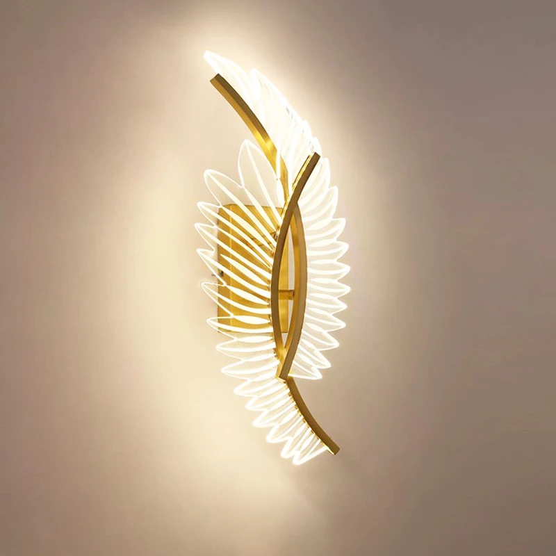 

Nordic Modern art feather wall lamp bedside light luxury living room aisle background wall decor wall lamp wing Porch light