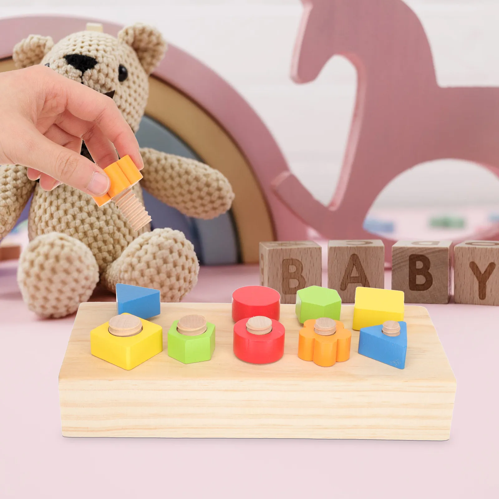 

Набор для раннего развития детей: разноцветные деревянные гайки и винты для сборки и разборки, развитие координации рук и глаз, интеллектуальное обучение