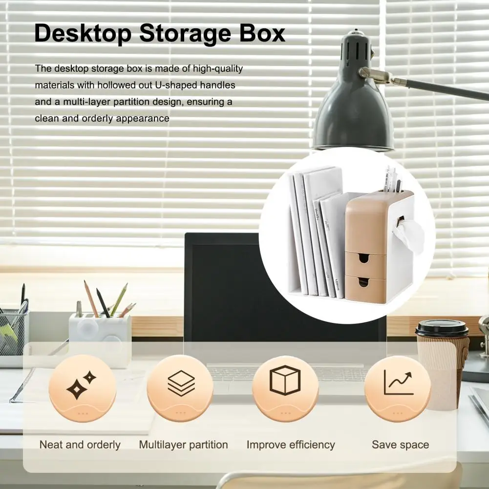 Useful Desktop Book File Stationery Sundries Storage Box Large Capacity Desktop Storage Box Improve Efficiency Home Supply