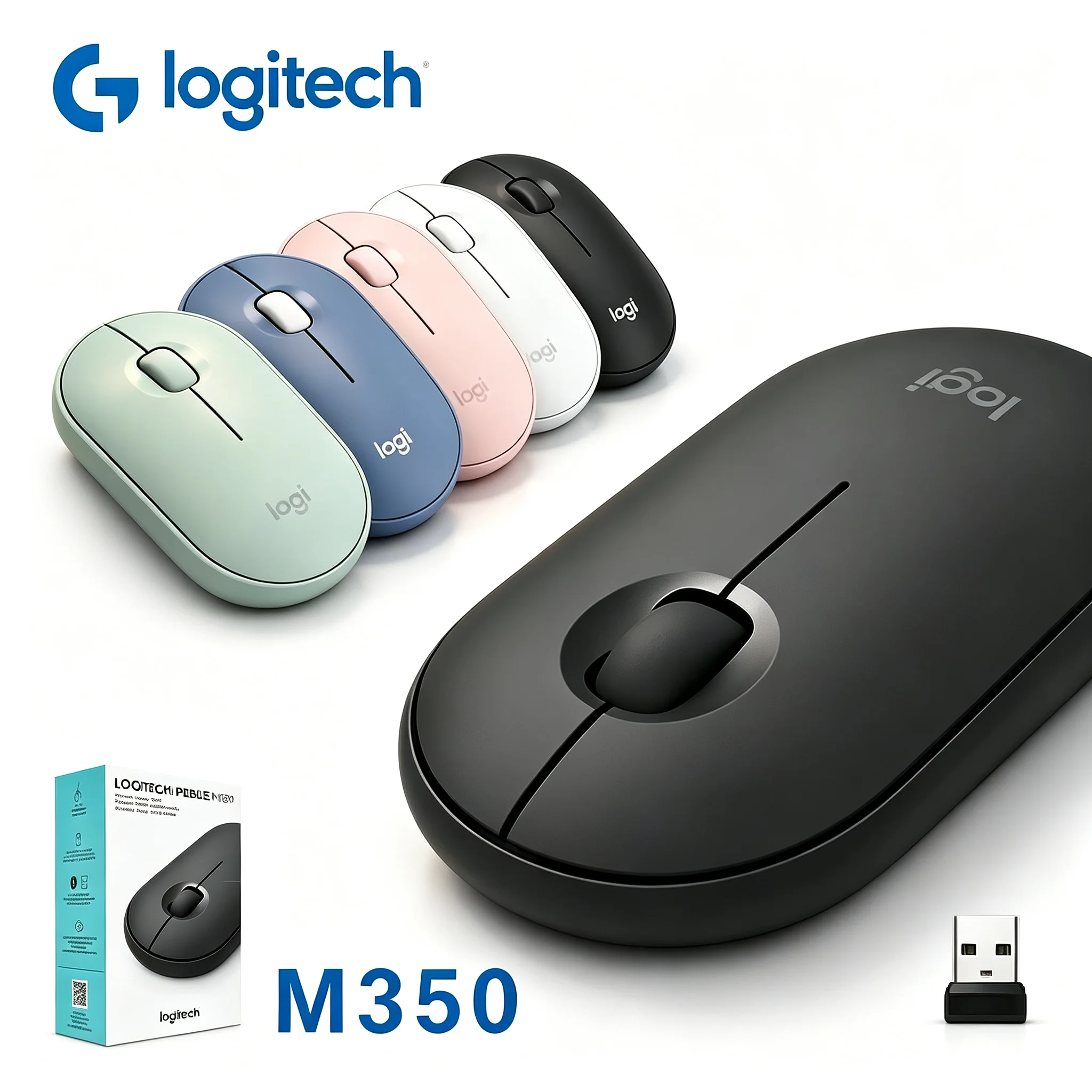 Logitech M350 Quiet Wireless Mouse Stable 2.4G Signal Mice for Desktop Notebook Mac