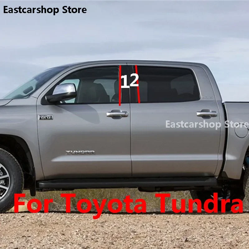 

For Toyota Tundra Car Window Middle Column PC Window Trims B C Pillar Strip Black / Carbon Fiber Sticker Accessories Cover