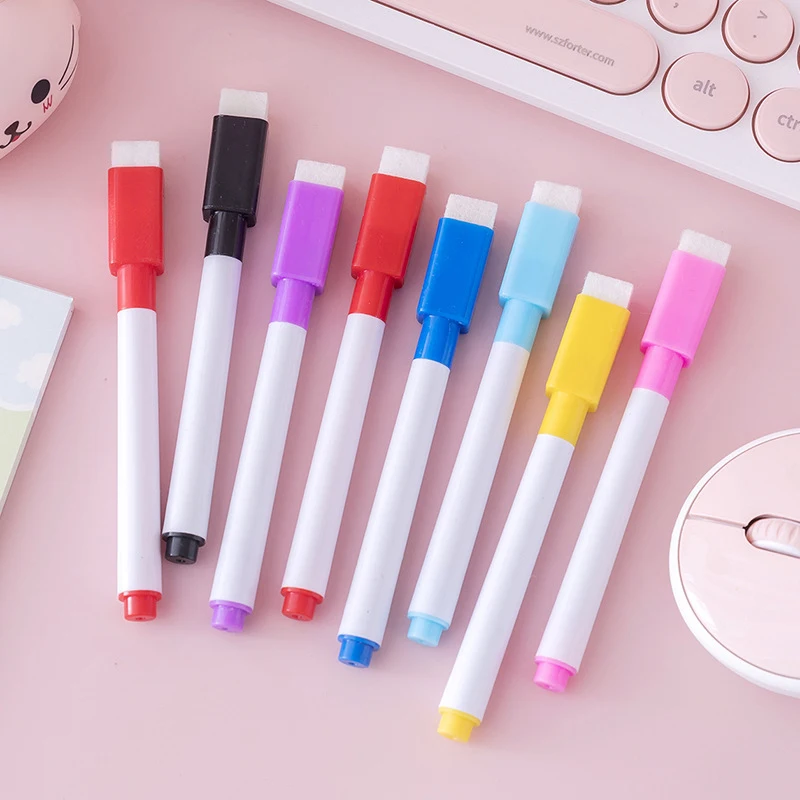 8Colors Erasable Whiteboard Marker Pen Portable Multi-Functional Erasable Marker Pen For Kindergarten Children Kids Baby