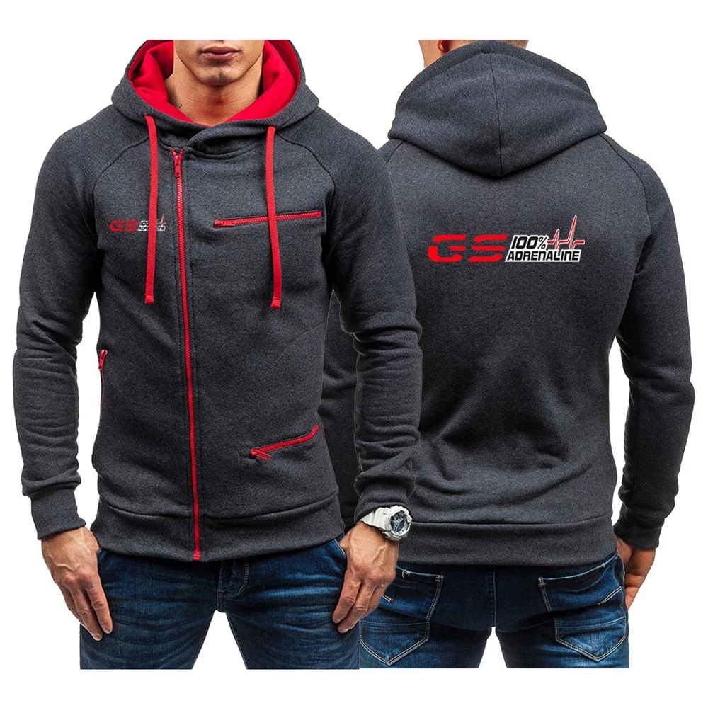 

2024 Spring Autumn New GS Adrenaline Motorrad Biker Fan Logo Printed Casual Solid Color Long Sleeve Hoodies Slim Zipper Pullover