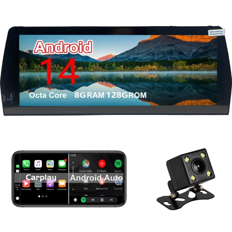 

Android car radio for BMW E93 CIC stereo screen Carplay Android Auto Bluetooth GPS Navigation FM radio 12.3’ [8+128G]